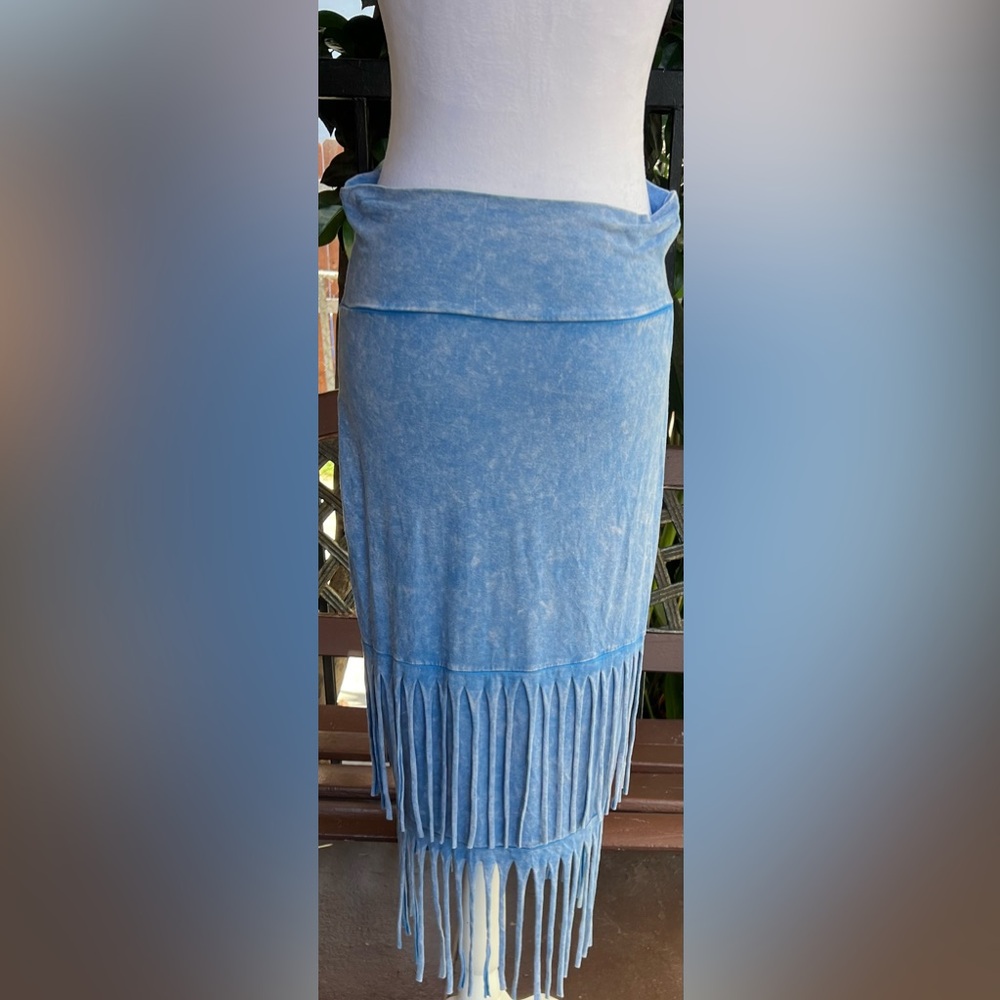 Blue Buttercup Fringe Skirt Mineral Wash View 5